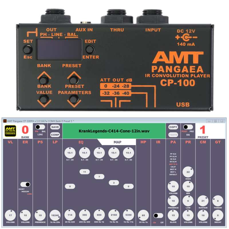 only pedals has amt electronics pangaea cp-1000 ir player cabinet emulator and eq 58