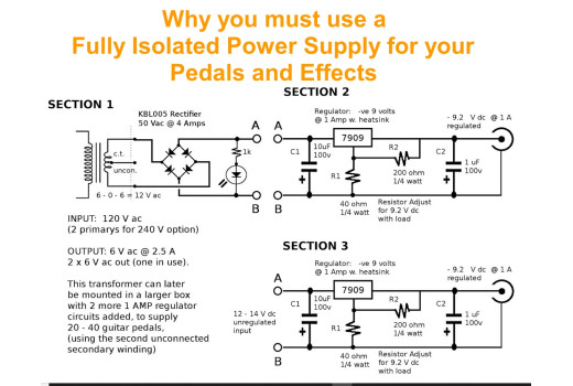 Isolated Pedal Power Supply using Current Doubler and Voltage Doubler