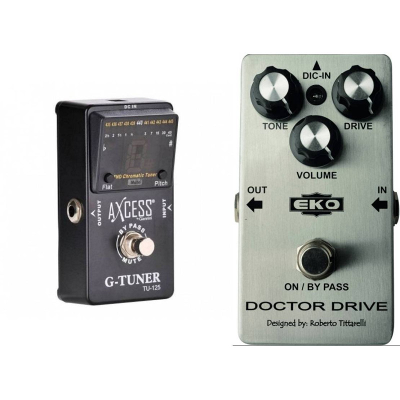 only pedals has giannini tu-125 chromatic tuner and eko dr. drive overdrive 2 pedal combo 53