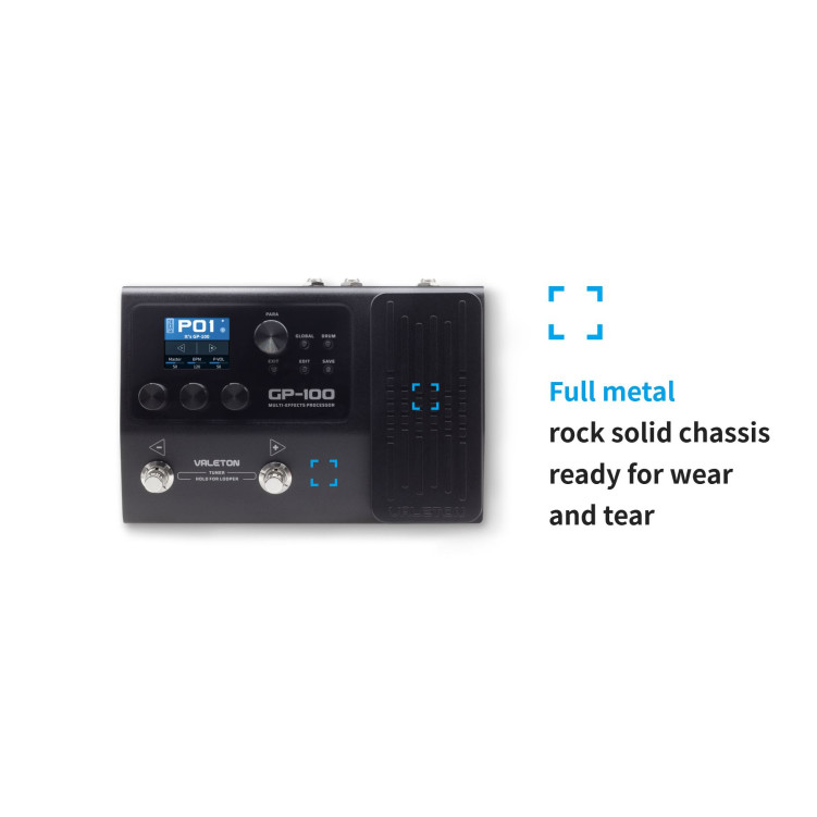 only pedals has valeton gp-100 multi guitar effect with drum, looper and recording interface 56