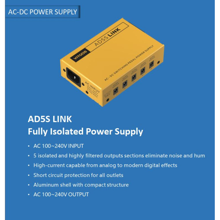 only pedals has vitoos ad5s link 5 output isolated power supply 58