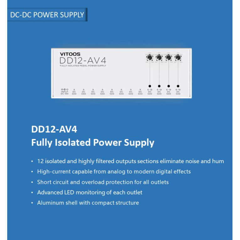 only pedals has vitoos dd12-av4 12 output isolated and adjustable power supply 60