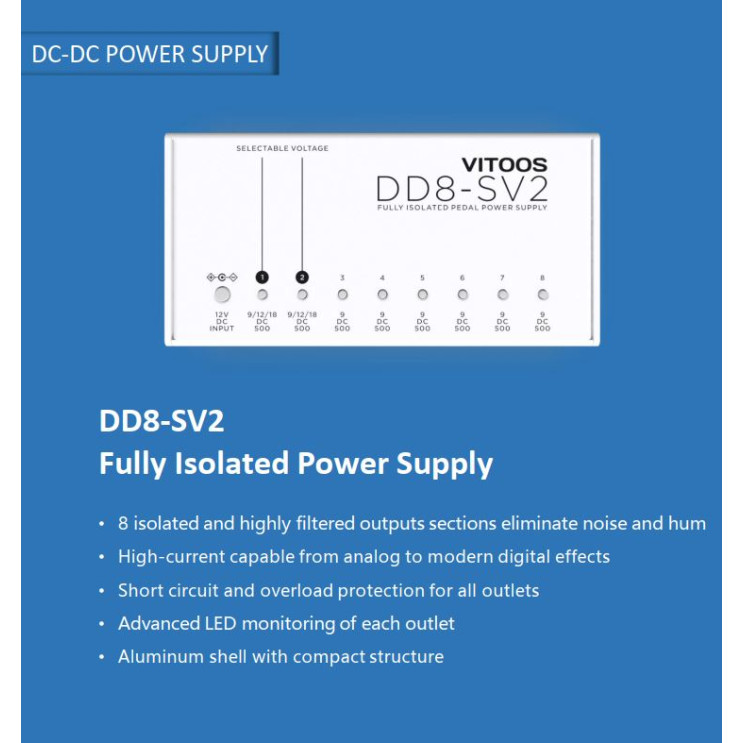 only pedals has vitoos dd8-sv2 8 output isolated power supply 59