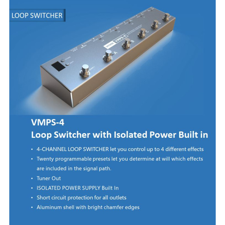 only pedals has vitoos vmps-4 pedal loop switcher with 5 output isolated power supply 59